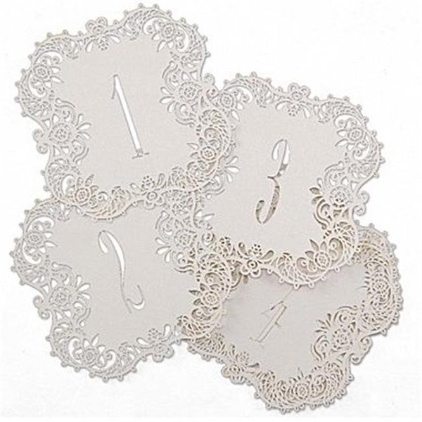 Hortense Hewitt Hortense b Hewitt 30852 White Shimmer Laser Cut Table Number Cards 1-10 30852